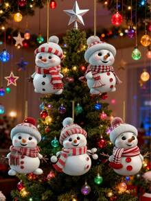 5个/1个可爱雪人圣诞树挂饰，彩绘亚克力窗饰，圣诞树装饰品，圣诞树阳光捕捉器，精致雪人节日装饰品/圣诞节/圣诞装饰品/圣诞家居/房间装饰/卧室/圣诞礼物/房间装饰/家居装饰/冬季装饰/圣诞袜填充物 - 1件 - 查看 3
