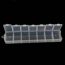 Nueva práctica caja de almacenamiento de plástico de 3.3*15cm con 7 compartimentos, organizador de exhibición de joyas y anillos de cuentas - 7 correas - Ver 12