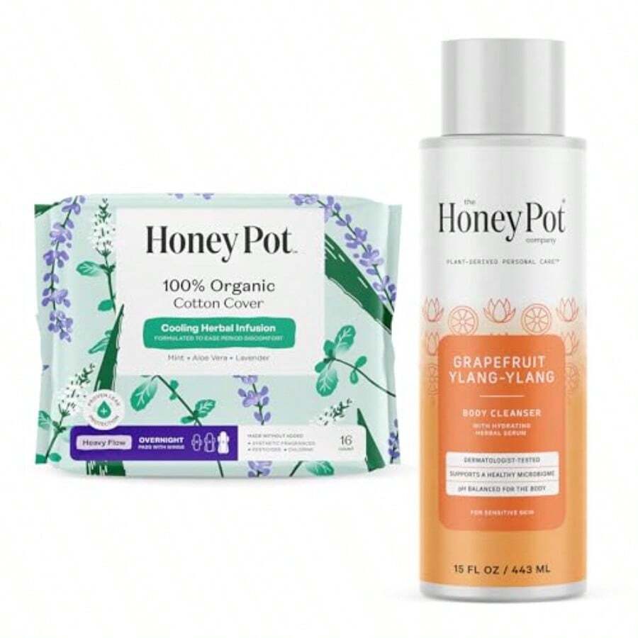 Heavy Overnight And Grapefruit Body Cleanser Bundle - Pads Infused W/Ential Oils - Body Wash To Moisturize And Cleanse Skin - Feminine Care - 白色 - 查看 1