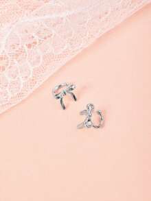 Hatastic Minimalist Chic Butterfly Clip Earrings For Daily Casual Wear,Silver Earring Gifts Music Fest Back To School - Silver - View 5