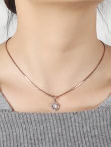 rakol 3pcs Classic Round Cubic Zirconia Decorated Necklace & Earrings Jewelry Set For Women