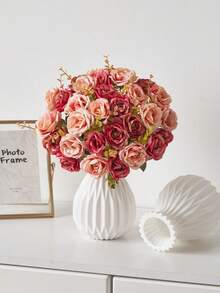 1 Simple Ceramic Appearance Plastic Vase, Indestructible Vase, Dining Table Home Decoration Living Room Decoration, Hydroponic Plant Flower Arrangement Container, Simple Desktop Vase, Bohemian Vase, Dry Flower And Artificial Flower Decoration Used For Wedding Parties, Home Decoration, Table Decoration Gifts. - Multicolor - View 2