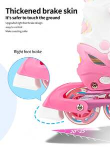 FREE STAR 一套带闪光轮的自由式轮滑鞋，采用舒适的PU材质，尺码可调节，适合青少年和成人，包含头盔和护具，户外轮滑鞋，适合初学者，男女通用，四季皆宜 - 西瓜粉 - 查看 11