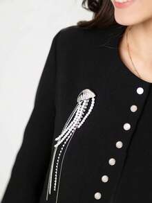 1PC Diamond-Encrusted Pearl Tassel Jellyfish Brooch, Fashionable And Exaggerated Pin, Suit Jacket Accessory