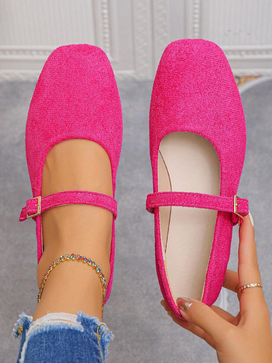 Zapatos planos de mujer de ajuste ancho para primavera/otoño con punta cuadrada y banda elástica en color rojo rosa, uso en todas las estaciones, zapatos de ballet, zapatos Mary Jane, nuevos zapatos planos de moda con punta cuadrada para mujer, uso diario y al aire libre, zapatos de ante rojo rosa de bajo empeine, tallas grandes 36-43, ligeros y cómodos, zapatos planos de ajuste ancho para mujer para uso al aire libre, zapatos de ballet para pies anchos de mujer, zapatos de mujer versátiles y de moda
