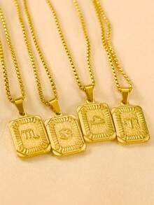 MECYLIFE 1pc Stainless Steel Minimalist Zodiac Pendant Necklace, Versatile Birthday Gift For Women - Formula Pearl Necklace - View 3