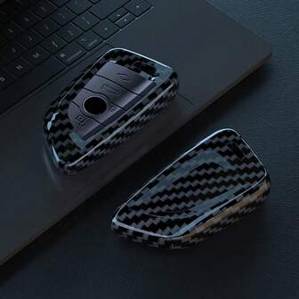 适用于宝马 X1 X3 X5 X6 X7 F30 F34 F10 F20 G20 G30 G01 G02 G05 F15 F16 1 2 3 5 7 系 G11 G32 的 ABS 碳纤维纹理汽车钥匙壳