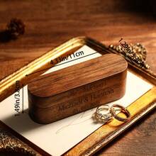 1 Piece Personalized Walnut Heart-Shaped Ring Box, Custom Wedding Ring Box, Engagement Ring Box, Romantic Heart-Shaped Proposal Prop, Couple's Wedding Gift, Anniversary Gift, Laser-Engraved Ring Box