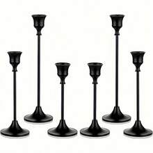 2 Sets/6pcs Matte Black Candle Holders, Suitable For Fireplace, Dining Table, Home Decor, Taper Candles, Christmas, Halloween - Black - View 12