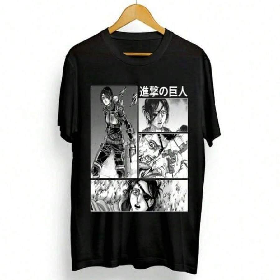 Hange Zoe T-Shirt  Shingeki No Kyojin Anime  Shirt Summer Cotton Men Women Top Tee Streetwear Oversized Unisex - màu đen - Xem 1