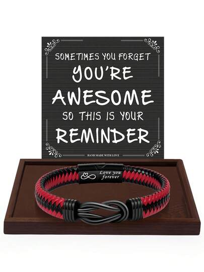 1 Peça De Presente De Natal Para Homens, Presente De Aniversário Para Filho, Pai, Neto, Namorado, Irmão, Marido, Sobrinho, Amigo, Colega De Classe, Pulseiras Para Ele, Pulseiras Com Nó Infinito, Joias Para Homens, Lembrancinha Para Ele.