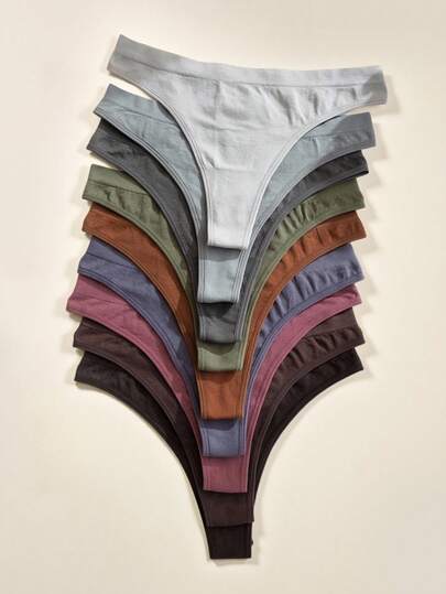 Snug Zone 9pcs/Set Women Solid Seamless Comfortable Thong Panty