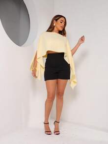 Boho Chic Blouse With Inner Bandeau Top - Women's Multi-Way Cape - Baby Yellow - View 5