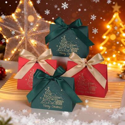 5/20 Cajas de regalo con diseño de Papá Noel; Caja de embalaje de postre con tema navideño; Caja de embalaje de dulces navideños; Caja de embalaje de galletas y aperitivos como regalo