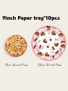 100/80/68/40/10 Set, With Cherry Element Theme, One-Time Party Plates, Paper Plates. Includes 7-Inch Plates, 9-Inch Plates, Paper Cups And Paper Towel Sets. Suitable For Multiple People, One-Time Tea Cups, One-Time Coffee Cups, Picnic Supplies, Birthday Parties, Camping, Decoration And Celebration Activities. Party Gifts, Bridal Gift Activities, Red Color, Cherry Pattern, One-Time Paper Plates. - Multicolor - View 5