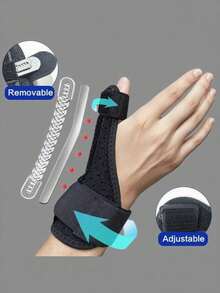 1 Pc-Adjust-To-Fit Thumb Stabilizer With 1 Splint &1 Spring, Wrist Brace, Thumb Splint, Thumb Brace For Men And Women, Suitable For Daily Work And Life, Fits Right Or Left, Black/ Grey - Multicolor - View 8