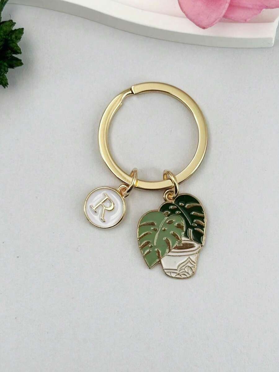 Llavero con diseño de concha de tortuga y hoja de bambú, regalo para niños, llavero del Día de San Valentín, regalo de regreso a la escuela - Verde - Ver 1