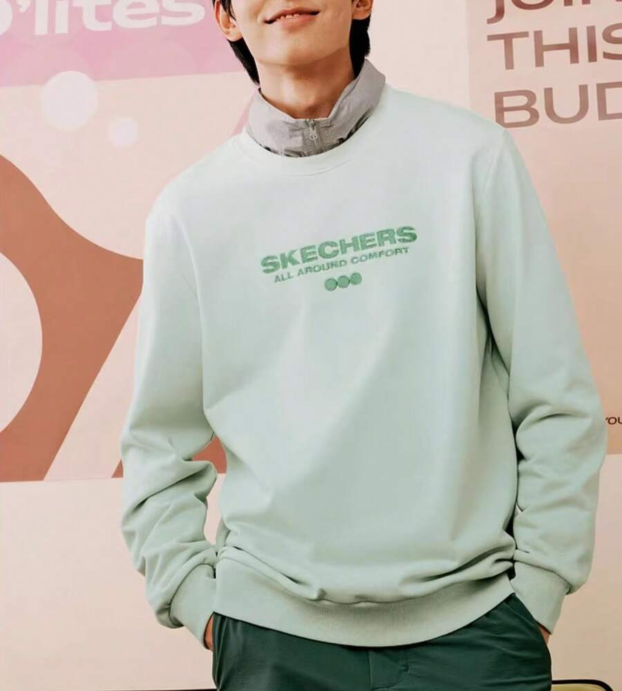 Skechers Sudadera de cuello redondo con diseño degradado, top deportivo unisex