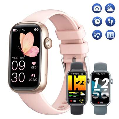 Montre connectée mode LIGE pour femmes, bracelet en silicone, plus de 100 modes d'entraînement, écran 1,47 pouces, notifications météo, cadrans personnalisables, suivi d'activité