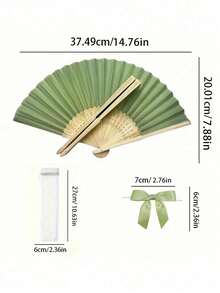 1/3/5/36/18/24/60支装婚礼手扇套装，包含感谢卡和礼品袋，绿色折叠手扇配透明袋和蝴蝶结，婚礼回礼，DIY趣味礼物，家居装饰，适合作为新娘回礼、伴娘礼物、节日必备、结婚礼物、教师节礼物、单身派对礼物、房间装饰，是派对、活动和夏季配饰的完美之选。 - 軍綠色 - 查看 7
