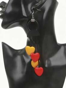MARLIWOO 1 paire de boucles d'oreilles longues de style bohème coloré en forme de cœur. Bijoux de mode pour femmes - Multicolore - Voir 16