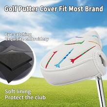 Colorful Striped Putter Cover - Combines Protection And Durability, Stylish And Beautiful, Ideal Choice For Young Golfers And Fashion Enthusiasts | Perfect For Daily Practice, Tournaments And Casual Outings - White - View 7