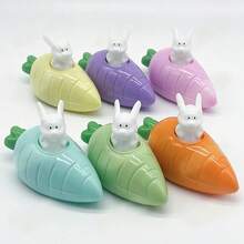 1/3/6/12/24个装复活节胡萝卜车玩具，兔子造型摩擦动力动物车，塑料材质，可前后行驶，适合用作复活节篮子填充物、派对礼物、礼品袋填充物、复活节奖品、课堂宝箱奖励、皮纳塔填充物，颜色随机 - 彩色 - 查看 9