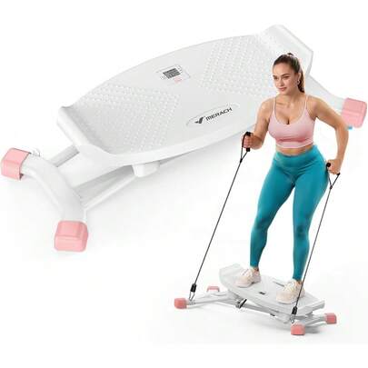 MERACH Balance Board, Wobble Board With Resistance Bands, Portable Twist Balance Trainer Featuring LCD Monitor, 300 Lbs Capacity Ski Slide Stepper For Full Body Workout