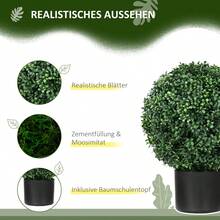 HOMCOM Artificial Plants Set Of 2 Pieces UV Resistant Artificial Plant In 52cm Pot Boxwood For Garden And Living Room Decoration - 1 - 查看 4