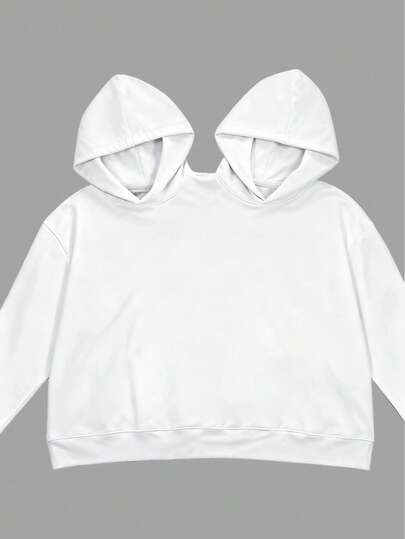 Imprescindible para mejores amigas y parejas, sudadera de manga larga única para mujer con dos capuchas, ajuste oversize y longitud larga, talla única para otoño e invierno, para uso diario/vacaciones/escuela/hogar/calle, casual/simple/Y2K/oficina/linda