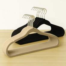 Kit 10 Adult Velvet Hangers Slim Ultra Thin Non-Slip - Beige - View 1