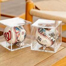 THJOPOKEEL Vitrina de Béisbol, Vitrina de Béisbol, Soporte de Béisbol de Cubo, Caja de Béisbol de Acrílico, Caja Transparente de Pelota de Tenis para Almacenamiento de Recuerdos, Protección (1) - 1 - Ver 3