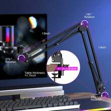 Micrófono de Condensador USB,Micrófono Streaming, RGB Microfono PC, Sensor de Llave para silenciar patrón Polar cardioide Audio Chat en Línea para Pc     Grabación de juegos - 1 - Ver 5