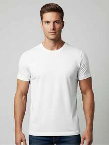 Kit Of 2 Men's T-Shirts 100% Cotton Tshirt Max T Clothing Summer Fashion Basic Everyday Wear - 白色 - 查看 3