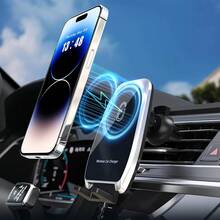 Wireless Car Charger Phone Holder 15W Fast Charging Station [3-In-1 Upgraded Smart Chip] 360° Wireless Car Phone Holder Charger Vent Mount Magnetic Phone Holder Compatible With IPhone 16, 15, 14, 13, 12 Pro Max, 11, XR - Multicolor - View 2