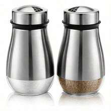 1/2Pcs Salt And Pepper Shakers Set - Salt Shaker With Adjustable Pour Holes - Pice Dispenser Refillable - Silver - View 1