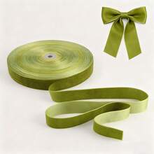 1 قطعة شريط ملون غير مرن بطول 4.57 متر أحادي الجانب، شريط مخمل ساتان، شريط مخمل ساتان، عقدة الفراشة DIY للملابس (باستثناء لفة الأنبوب الورقي، قد يختلف الطول قليلاً بسبب القياس اليدوي)