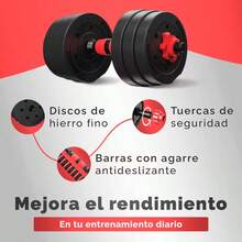 ALLINLIFE Conjunto De Mancuernas Y Barra Ajustables Para Hombres, Peso - 10kg 15kg 30kg 40kg 50kg, Incluye Barra Y Rueda Para Abdominales, Con Barra Y Barra De Extensión - Equipo Deportivo, - 10公斤 - 查看 5