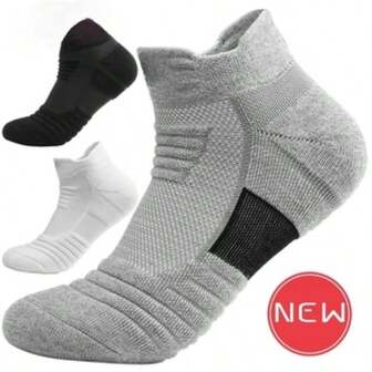 3 Pairs Unisex Thick Cushioned Sports Socks, Shock-Absorbing And Comfortable, Suitable For All Seasons