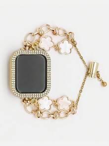 2pcs Compatible With Apple Watch Bands And Compatible With Apple Watch Watch Protective Case, Gold Bracelet Bangle Compatible With Apple WAtch Strap Women's & Shiny Rhinestone Bezel Frame Protective Case Compatible With Apple Watch Ultra3/2/1, S10/SE, S9/SE, S8/S7/S6/S5/S4/S3/S2/S1 Series, Fashionable - Multicolor - View 5