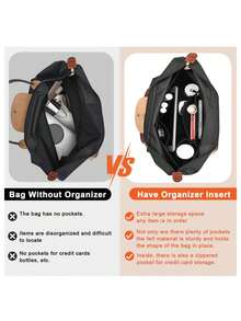 2025 Autumn/Winter New Multi-Functional Handbag Organizer Bag, Handbag Insert Liner, Organizer Bag Liner, Multi-Pocket Design, Multi-Layer Storage, Felt Material, Zipper Design, Anti-Theft, Privacy Protection - Multicolor - View 6