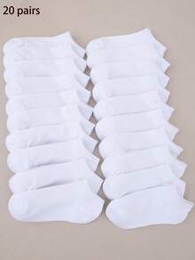 5/10/20 Pairs Multi-Color Mixed All-Season Fashion Casual Couple Women's Short Socks - Black and White - View 11