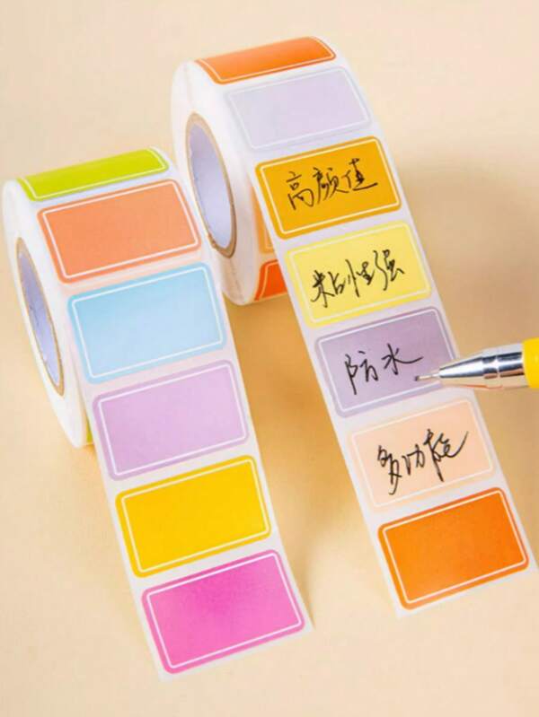 500 Pieces/Roll Waterproof Macaron Color Label Stickers, Suitable For Classifying And Labeling Office And School Supplies, Handwritten Names And Labels