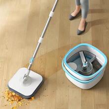 1 طقم، طقم مسح أرضيات بدون استخدام اليدين مع دلو، مسح أرضيات دوار منزلي، مسح سهل، إزالة الغبار، للاستخدام الجاف والرطب، مناسب للمنزل والمطبخ والحمام، مستلزمات تنظيف، أدوات تنظيف، مستلزمات عيد الميلاد - متعدد الألوان - مشاهدة 2