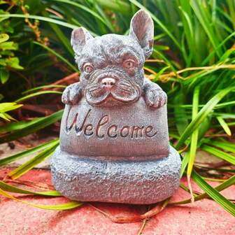 1pc French Bulldog Resin Statue, Porch Landscape Outdoor Dedcor, Indoor French Bulldog Welcome Statue, Outdoor Sculpture For Lawn Yard Garden Patio Lawn Decoration