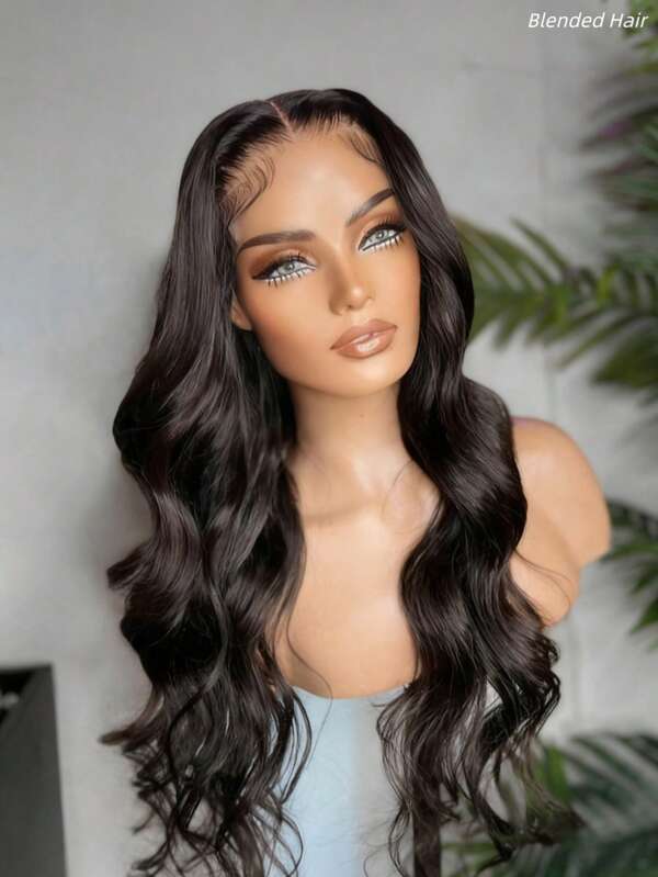 5X5 Peruca Ondulada Sem Cola Pré-Cortada, Cabelo Humano Misturado Pré-Arrancado, Peruca Ondulada Sem Cola 13x4 de Cabelo Humano, Peruca Frontal de Renda de Cabelo Humano Misturado com Densidade de 200%