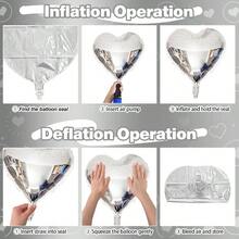 Silver Heart Foil Balloons, 10PCS 18Inch Mylar Balloons Birthday, Valentine, Wedding, Graduation, New Year Party Decor - 銀色 - 查看 5