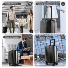 Equipaje de mano de 20 pulgadas, maleta rígida con,  ruedas giratorias ligeras, ABS resistente, equipaje de mano compacto para viajes de fin de semana, hombres y mujeres versión en negro y azul - Negro - Ver 9