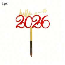 1pc/3pcs/6pcs Hello 2026 Gold Black Acrylic Cake Topper For Happy New Year Merry Christmas Party Cake Decoration Supplies
