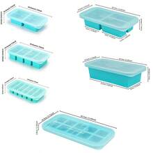 Silikon Einfrierform mit Deckel Lebensmittel Aufbewahrungsbox, extra großer Silikon Eiswürfelbehälter, Lebensmittel Aufbewahrungsbox